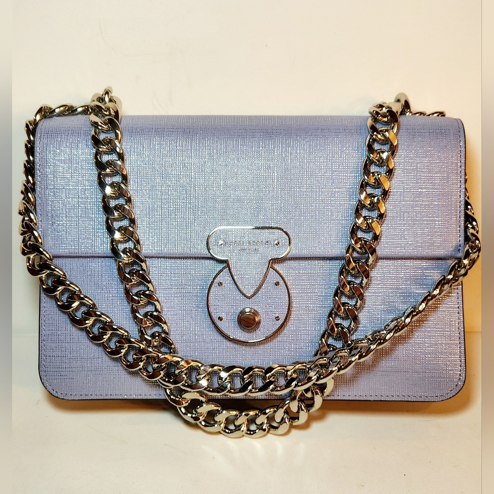 Henri bendel Warren Street chain detail light blue crossbody shoulder bag